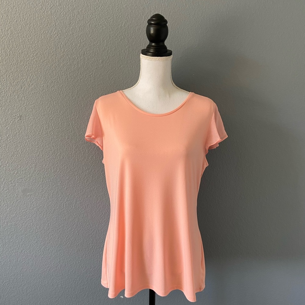 Charter Club Peach classic short sleeve blouse - L